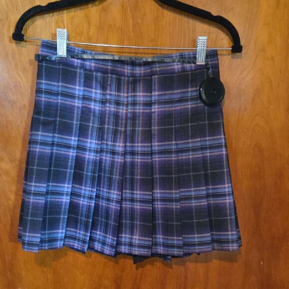 Plaid Pleated Skirt - Purple - Picture 1 of 7